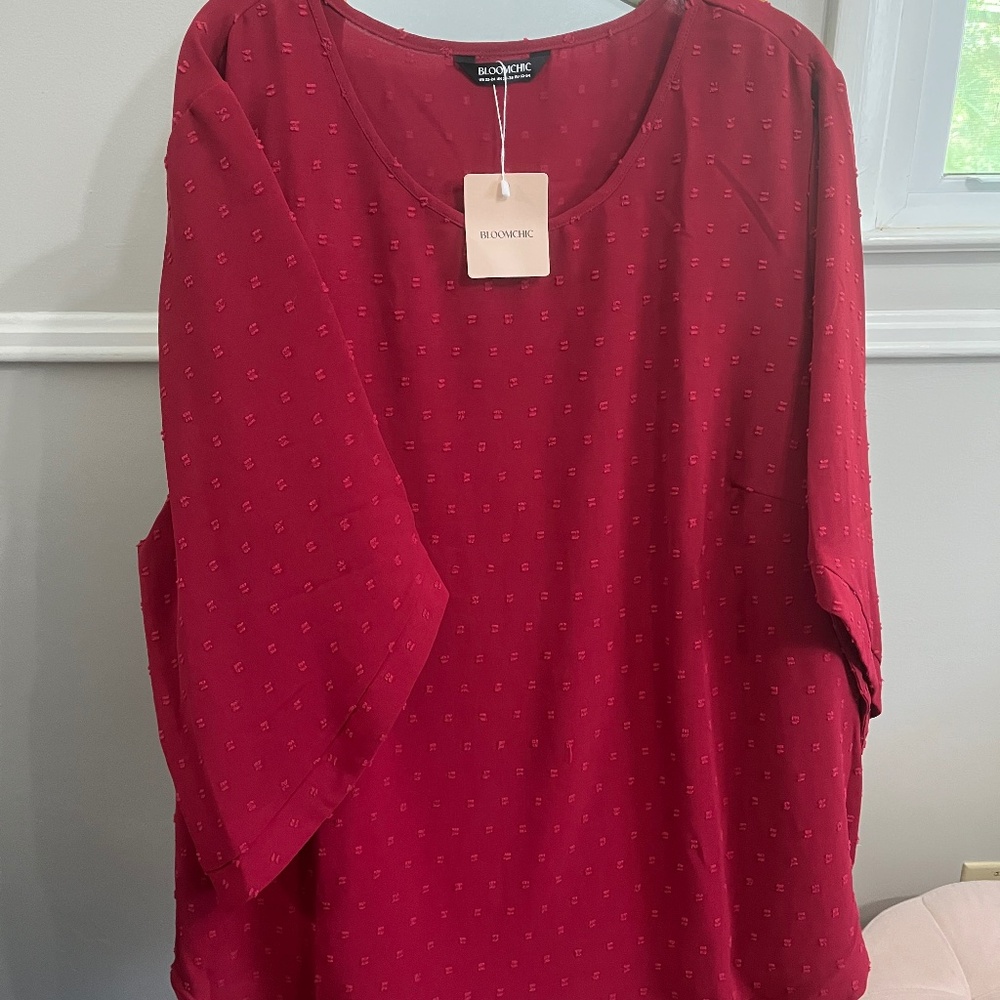 Bloomchic Red Textured Blouse